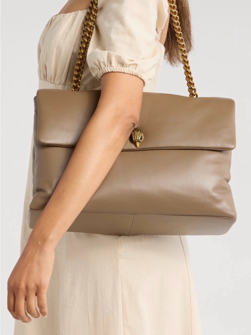 Kurt Geiger London XXL Kew Camel Brown Leather Shoulder Bag